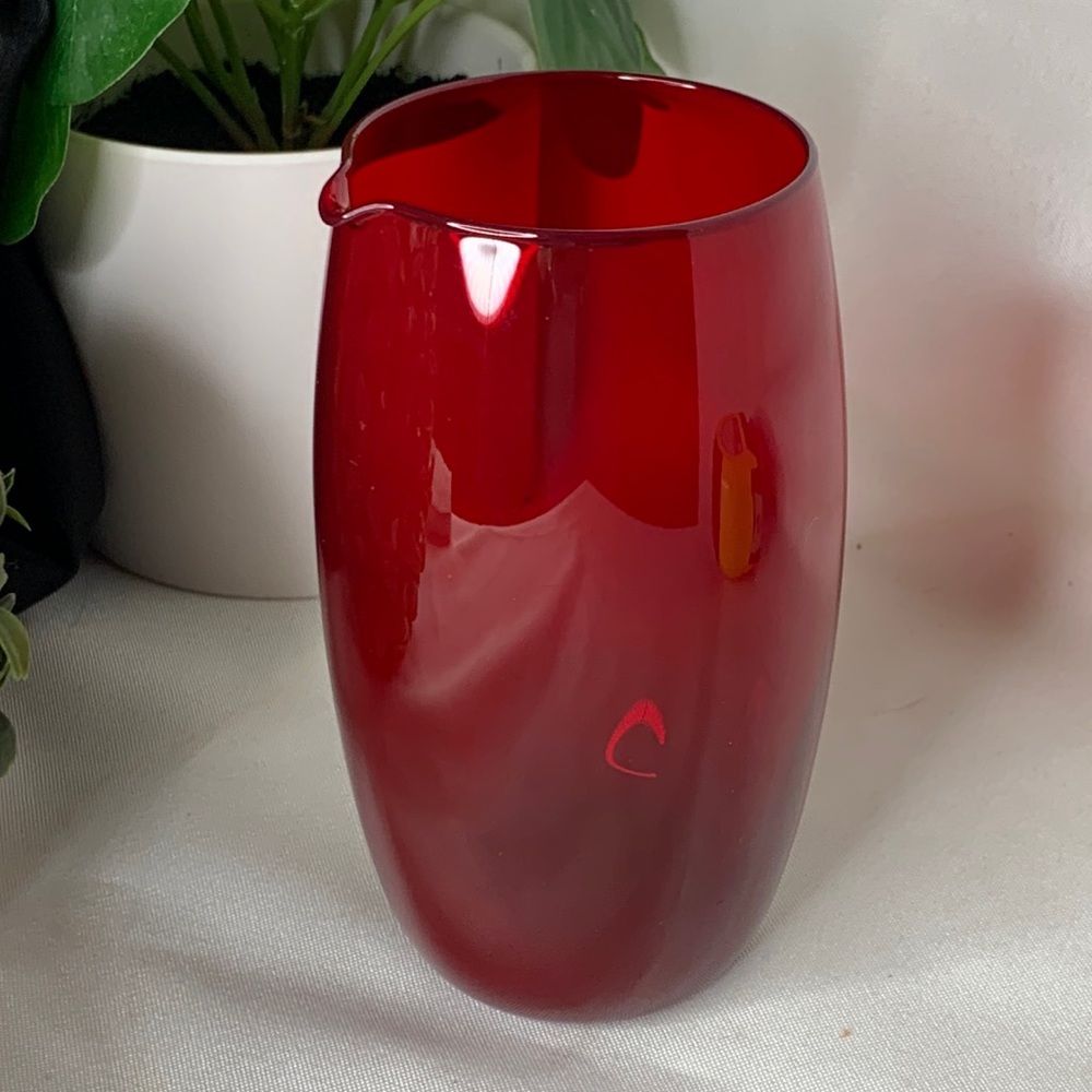 Vintage Cambridge Glass Carmen Red Mini Martini Pitcher /Cocktail Mixer /creamer